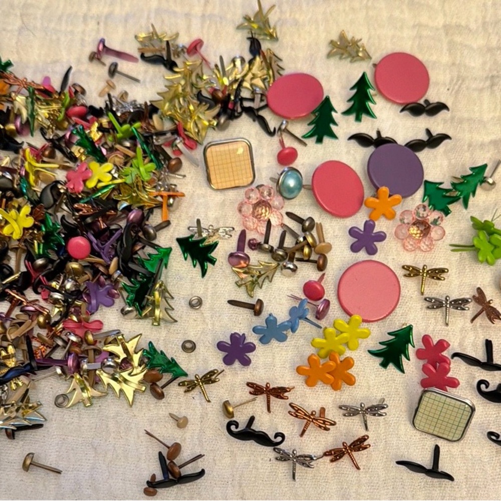 Assorted Colorful Brads, Enamel Charms and Stud Embellishments